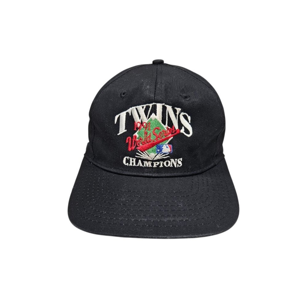 VTG Minnesota Twins 1991 World Series Champions Snapback Hat Black MLB Baseball